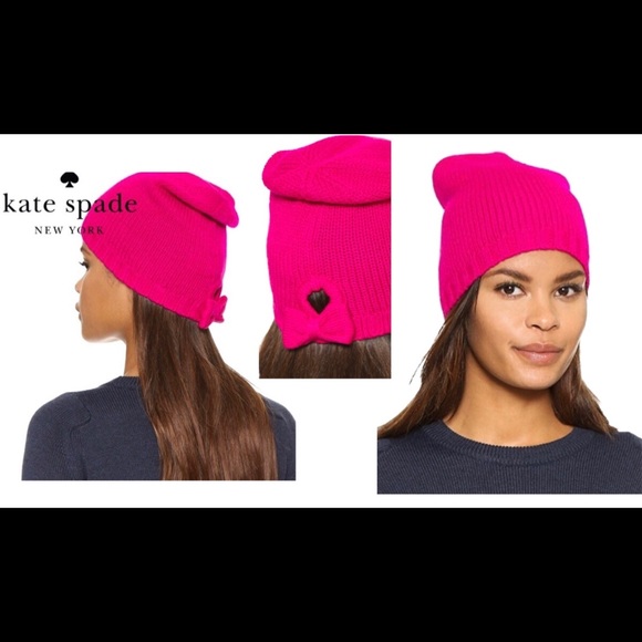 Nwot Kate spade gathered bow beanie pink - Picture 4 of 5